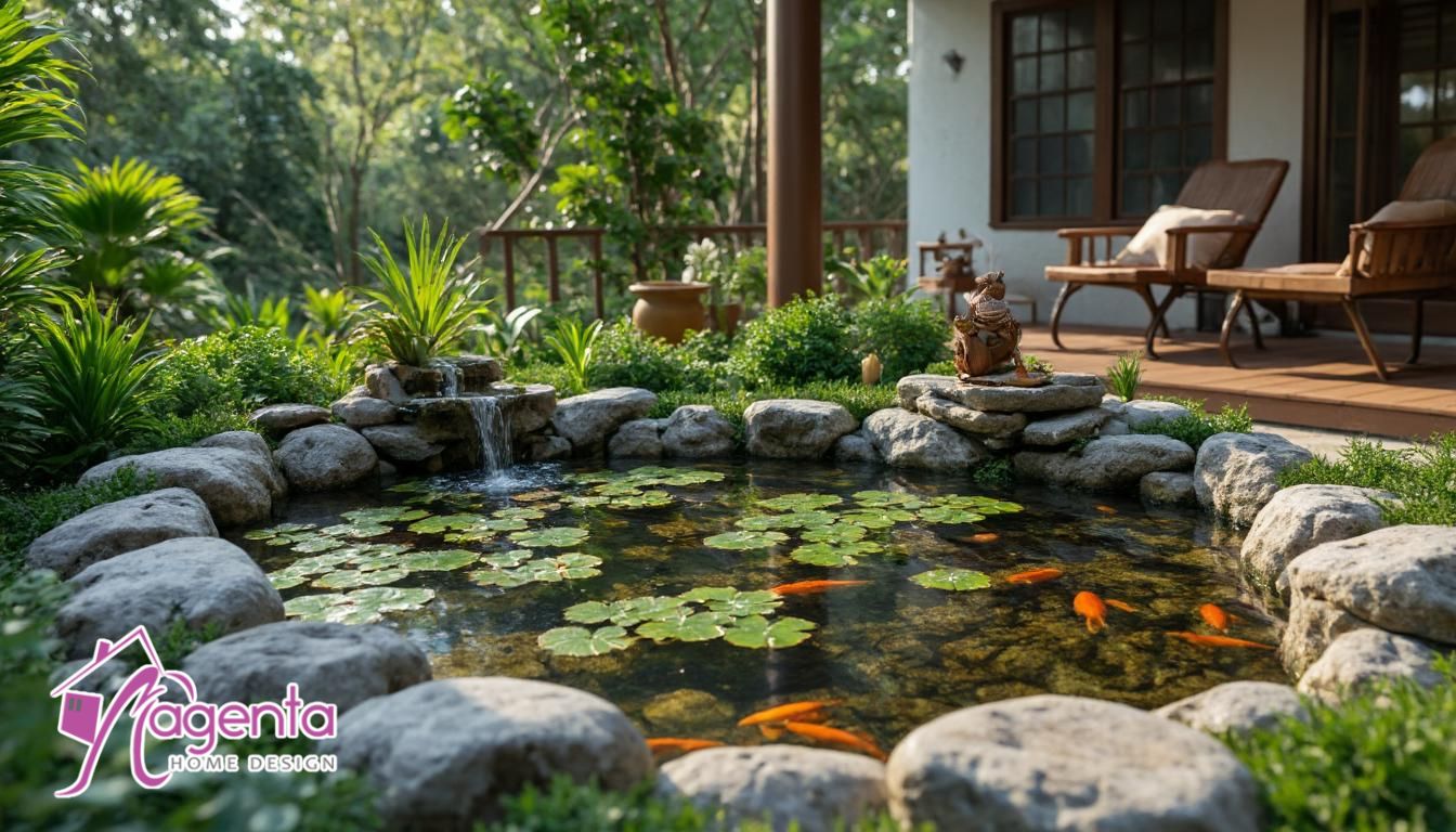 Proses perbaikan kolam ikan bocor dengan bahan waterproof